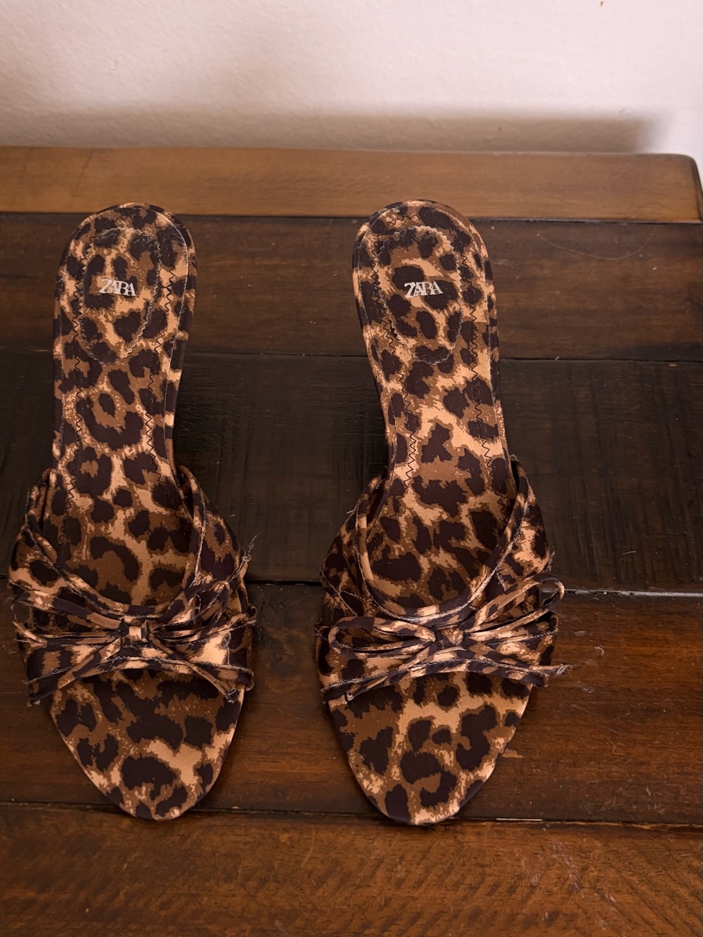 ZARA Leopard-Print Knotted Slide Sandals - Brown/Black